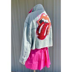 NEW Rolling Stones Sequin Denim Jacket